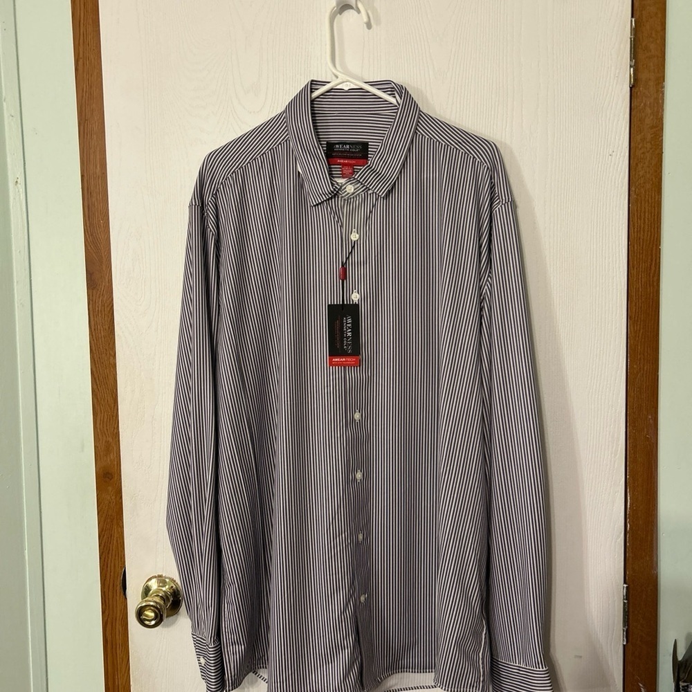 Kenneth Cole Men's Black and White Striped Dress Shirt